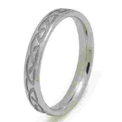 14k White Gold Heavy Ladies Celtic Knots Celtic Wedding Ring 3.6mm