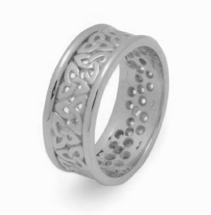 14k White Gold Ladies Open Trinity Knot Celtic Wedding Ring 6.7m