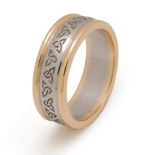 14k White Gold Ladies Heavy Trinity Knot Celtic Wedding Ring 5.9mm
