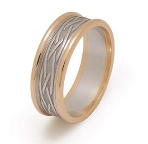 14k White Gold Ladies Heavy Celtic Weaves Celtic Wedding Ring 7.1mm