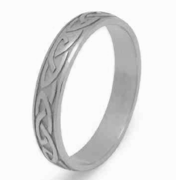 14k White Gold Ladies Heavy Celtic Knots Celtic Wedding Ring 3.8mm