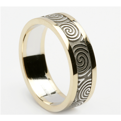14k White Gold Ladies Newgrange Spirals Celtic Wedding Ring 6.5m