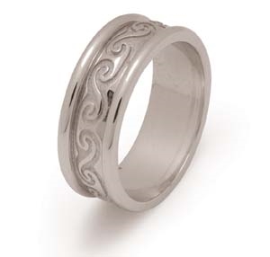 14k White Gold Ladies Newgrange Spirals Celtic Wedding Ring 5.7m