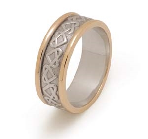 Sterling Silver & 10k Yellow Gold Men's Celtic Love Knots Celtic Wedding Ring 5.9mm