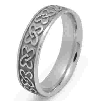 Sterling Silver Men's Double Heart Knot Heavy Celtic Wedding Ring 5.5mm