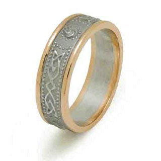 Sterling Silver & 10k Yellow Gold Men's Ardagh Celtic Wedding Ring 6.9mm