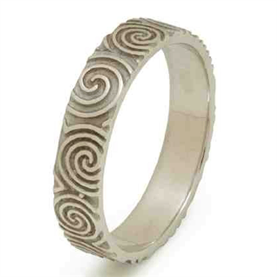 Sterling Silver Men's Newgrange Sprials Celtic Wedding Ring 4.9mm