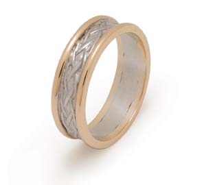 Sterling Silver & 10k Gold Ladies Celtic Weaves Celtic Wedding Ring 5.1mm