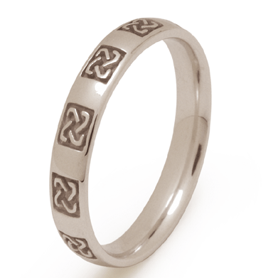 Sterling Silver Heavy Ladies Square Knots Celtic Wedding Ring 3.7mm