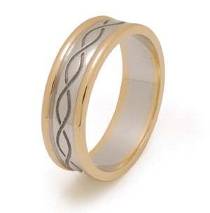 Sterling Silver Ladies & 10k Yellow Gold Heavy Celtic Weaves Celtic Wedding Ring 6.2mm