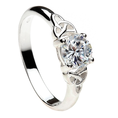 Sterling Silver Ladies Celtic CZ Ring