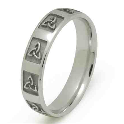 10k White Gold Men's Heavy Trinity Knot Wedding Ring 5.3mm