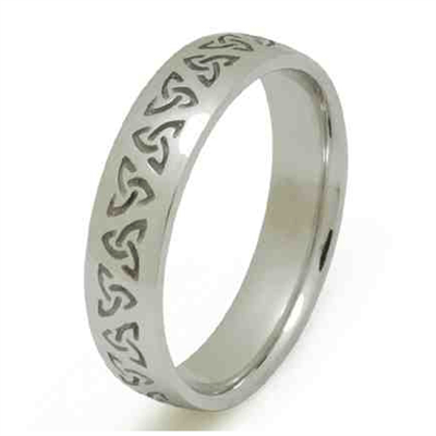 10k White Gold Men's Heavy Trinity Knot Wedding Ring 5.4mm