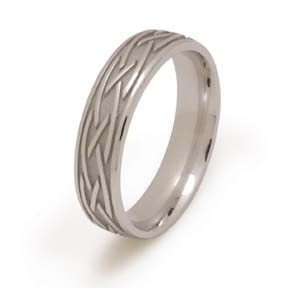 10k White Gold Men's Heavy Celtic Weaves Wedding Ring 5.6mm