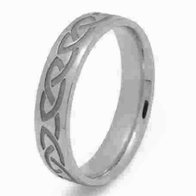 10k White Gold Men's Heavy Celtic Knots Celtic Wedding Ring 5.5m