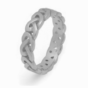 10k White Gold Men's Celtic Knot Celtic Weddiing Ring 5.2mm