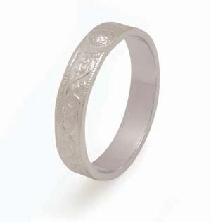 10k White Men's Gold Ardagh Celtic Wedding Ring 4.8mm