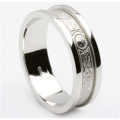 10k White Gold Ardagh Men's Celtic Wedding Ring 6.4mm