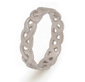 10k White Gold Ladies Open Celtic Knots Wedding Ring 4.9mm