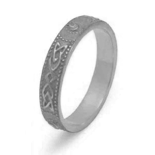 10k Ladies White Gold Ardagh Celtic Wedding Ring 4.1mm