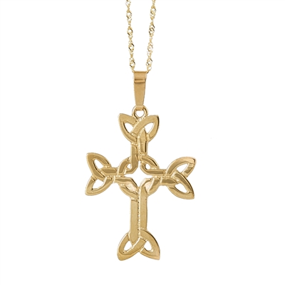 10k Yellow Gold Large Trinity Knots Celtic Cross 30mm