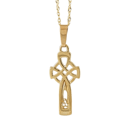 10k Yellow Gold Medium Trinity Knots Celtic Cross 25mm