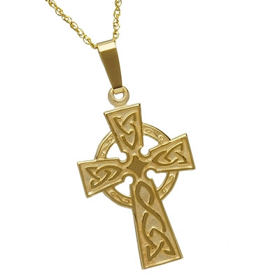 10k Yellow Gold Medium Traditional Celtic Cross 25mm