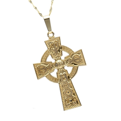 10k Yellow Gold Large Traditional Celtic Cross 30mm