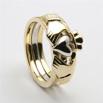 10k Yellow/White Gold 3 Part Claddagh Ring