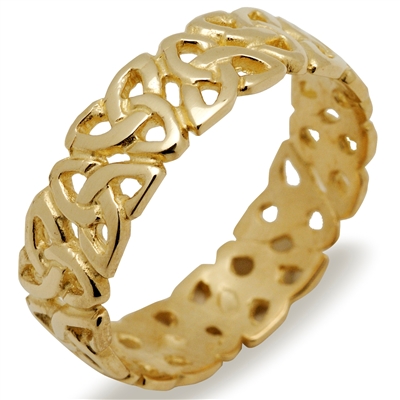 10k Yellow Gold Trinity Knot Men's Celtic Ring 6mm