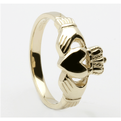 10k Yellow Gold Traditional Heavy Ladies Claddagh Ring 11mm