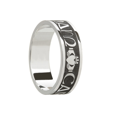 Sterling Silver "Mo Anam Cara" (My Soul Mate) Oxidised Celtic Wedding Ring 7.2mm