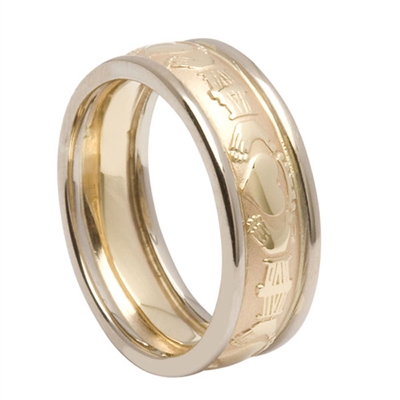 10k Yellow Gold Men's Claddagh Wedding Ring 7.8mm