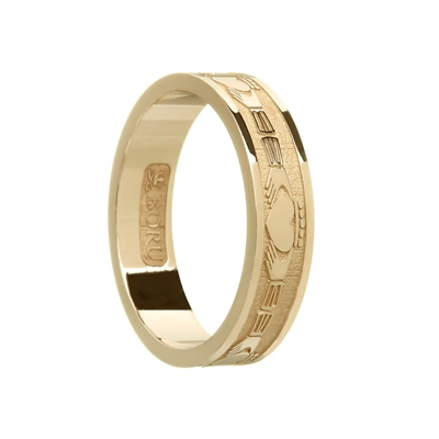 10k Yellow Gold Ladies Claddagh Wedding Ring 5mm