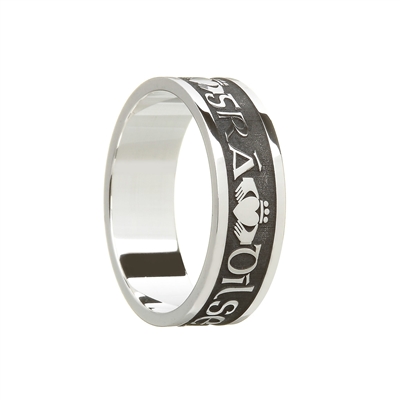 Sterling Silver "Gra,Dilseacht,Cairdeas" (Love,Loyality,Friendship) Celtic Wedding Ring 7.2mm