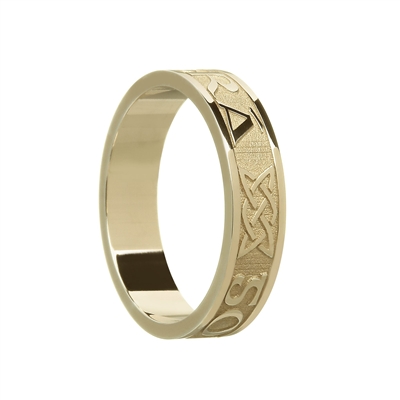 10k Yellow Gold "Gra Go Deo" (Love Forever) Ladies Celtic Wedding Ring 5.2mm
