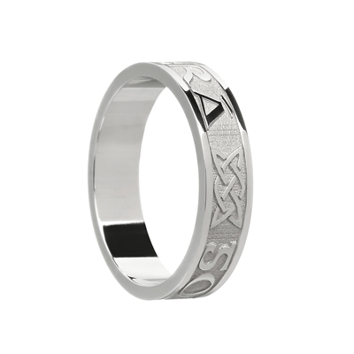 10k White Gold "Gra Go Deo" (Love Forever) Ladies Celtic Wedding Ring 5.2mm