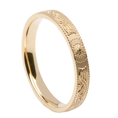 10k Yellow Gold Warrior Shield Ladies Celtic Wedding Ring 3mm - Comfort Fit