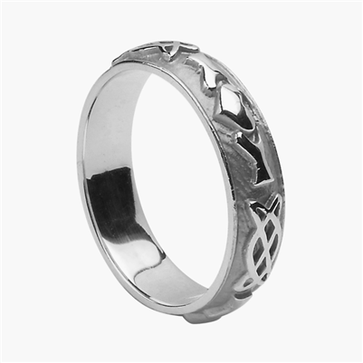 OUT OF STOCK - Sterling Silver Ladies Celtic Knot Claddagh Wedding Ring 4.8mm
