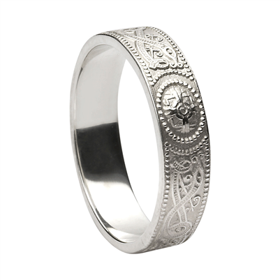 Sterling Silver Ladies Warrior Shield Celtic Wedding Ring 4.5mm