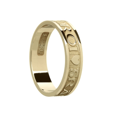 10k Yellow Gold "Gra Geal Mo Chroi" (Bright Love of my Heart) Ladies Celtic Wedding Ring 5.2mm