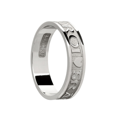 10k White Gold "Gra Geal Mo Chroi" (Bright Love of my Heart) Ladies Celtic Wedding Ring 5.2mm