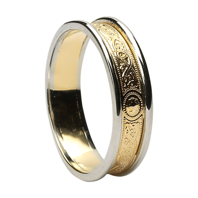 10k Yellow Gold Ladies Warrior Shield Celtic Wedding Ring 4.8mm