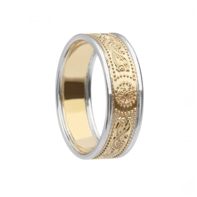 10k Yellow Gold Ladies Narrow Warrior Shield Celtic Wedding Ring 6.9mm