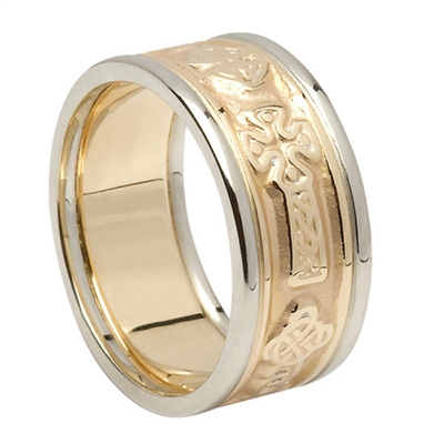 10k Yellow Gold Ladies Celtic Cross Wedding Ring 9.1mm