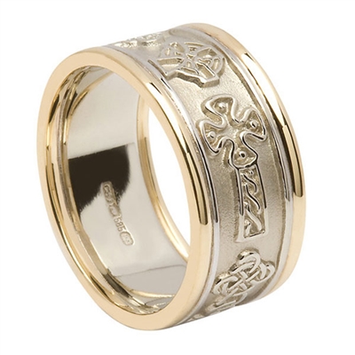 10k White Gold Ladies Celtic Cross Wedding Ring 9.1mm