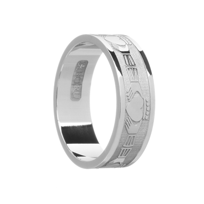 Sterling Silver Men's Claddagh Wedding Ring 7.2mm (plain Finish)