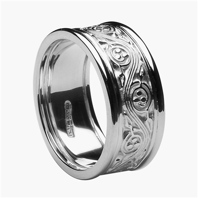 10k White Gold Ladies Triscele Celtic Wedding Ring 9.1mm