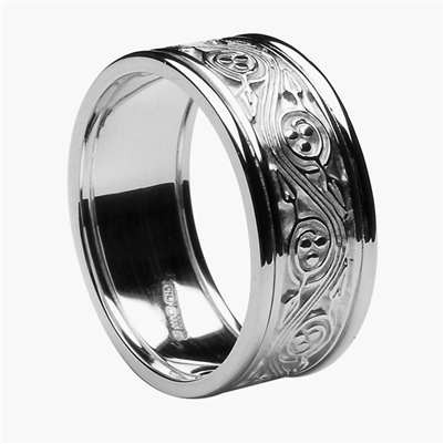 10k White Gold Triscele Men's Celtic Wedding Ring 10.2mm