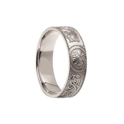 Sterling Silver Men's Warrior Shield Celtic Wedding Ring 6mm - Comfort Fit
